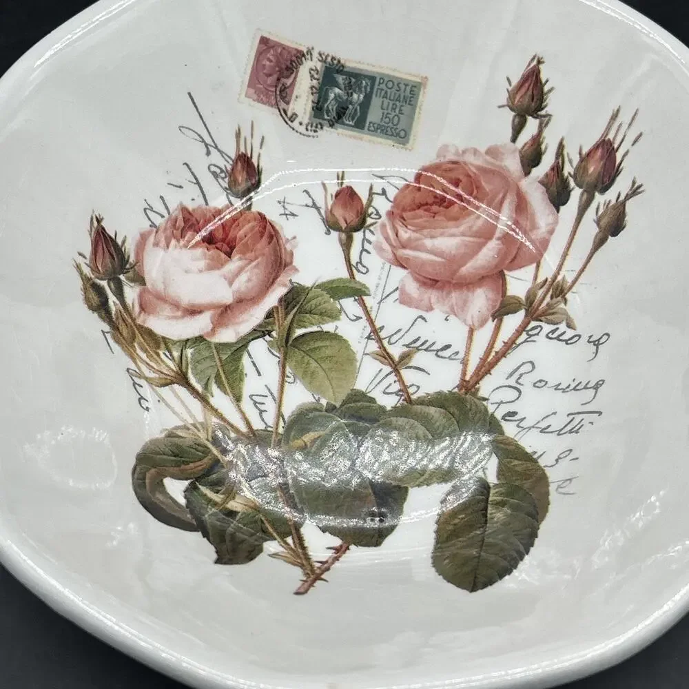 Effetti ď Arte Decorative Painted Bowl 8.5 in Handmade In Italy - With Crazing